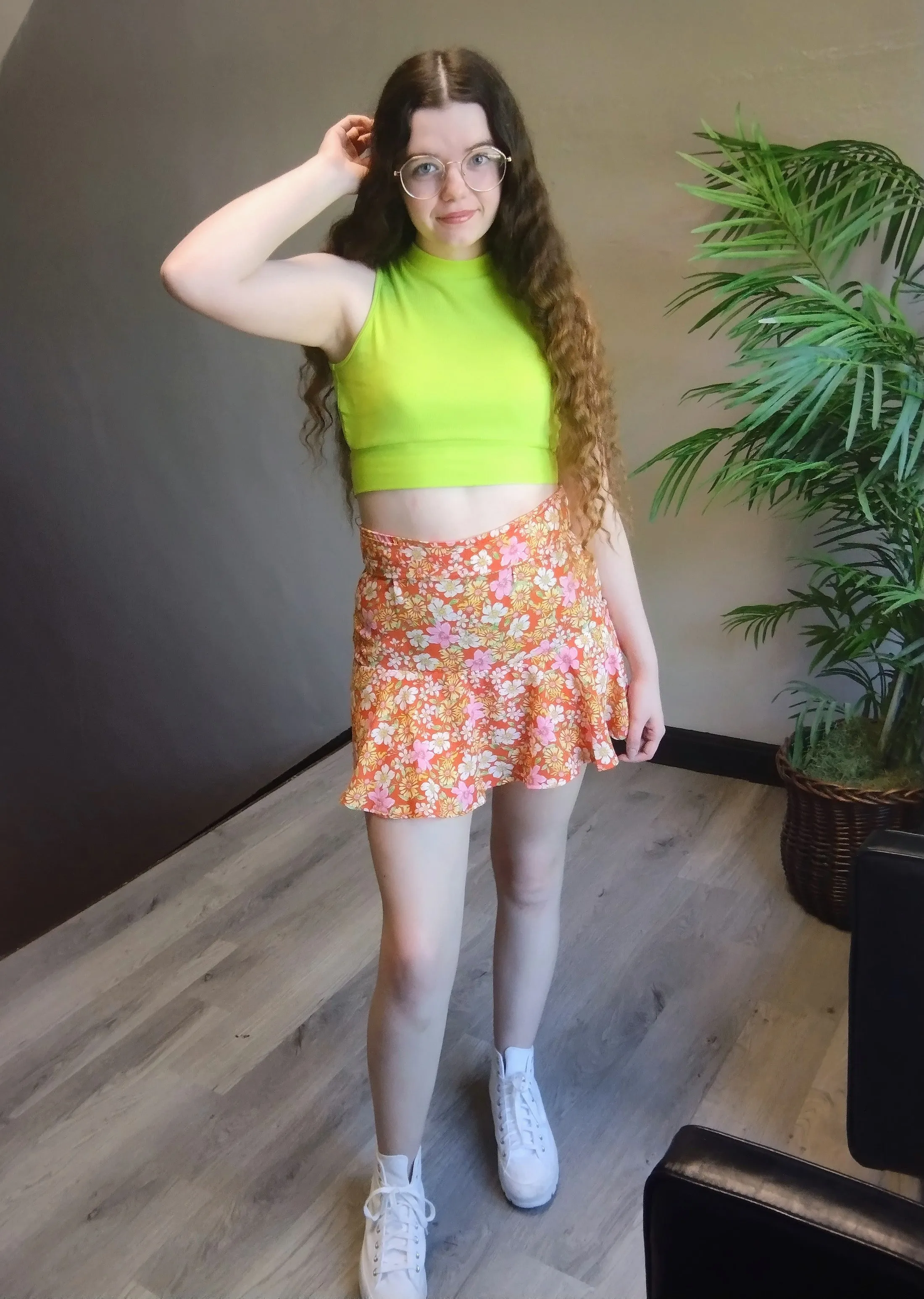 Orange Floral Skort