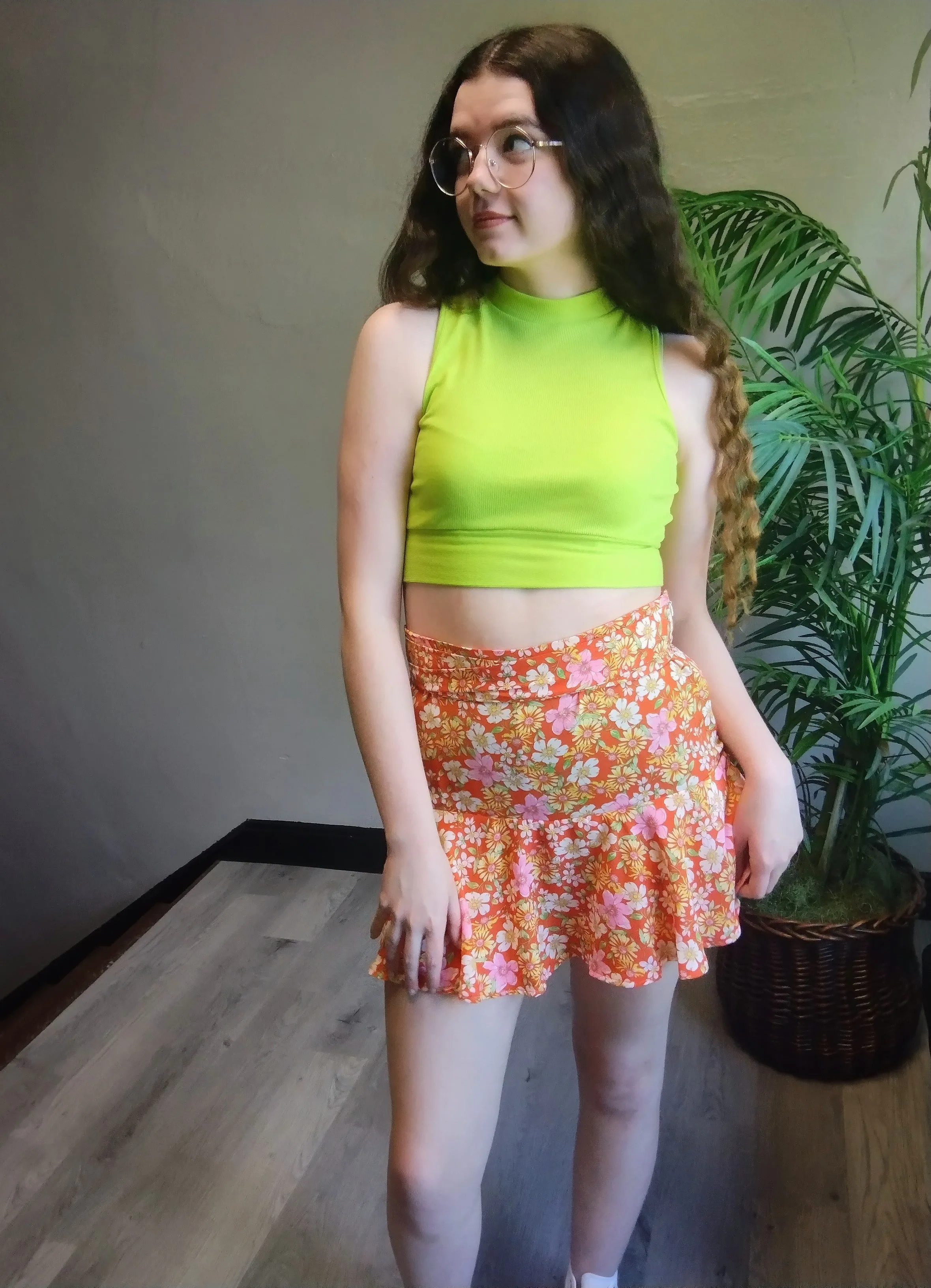 Orange Floral Skort