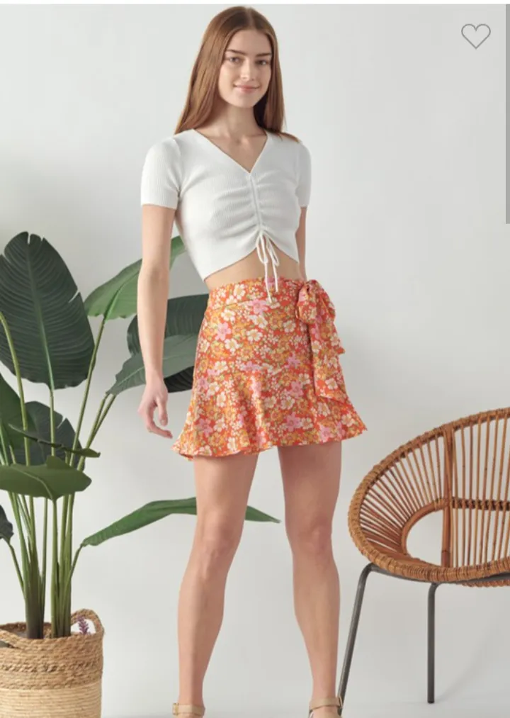 Orange Floral Skort