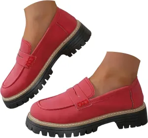 Orthoture-Orthopedic Platform Loafers, Comfort Orthopedic Shoes, Womens Round Toe Walking Shoe, Suede Penny Loafer