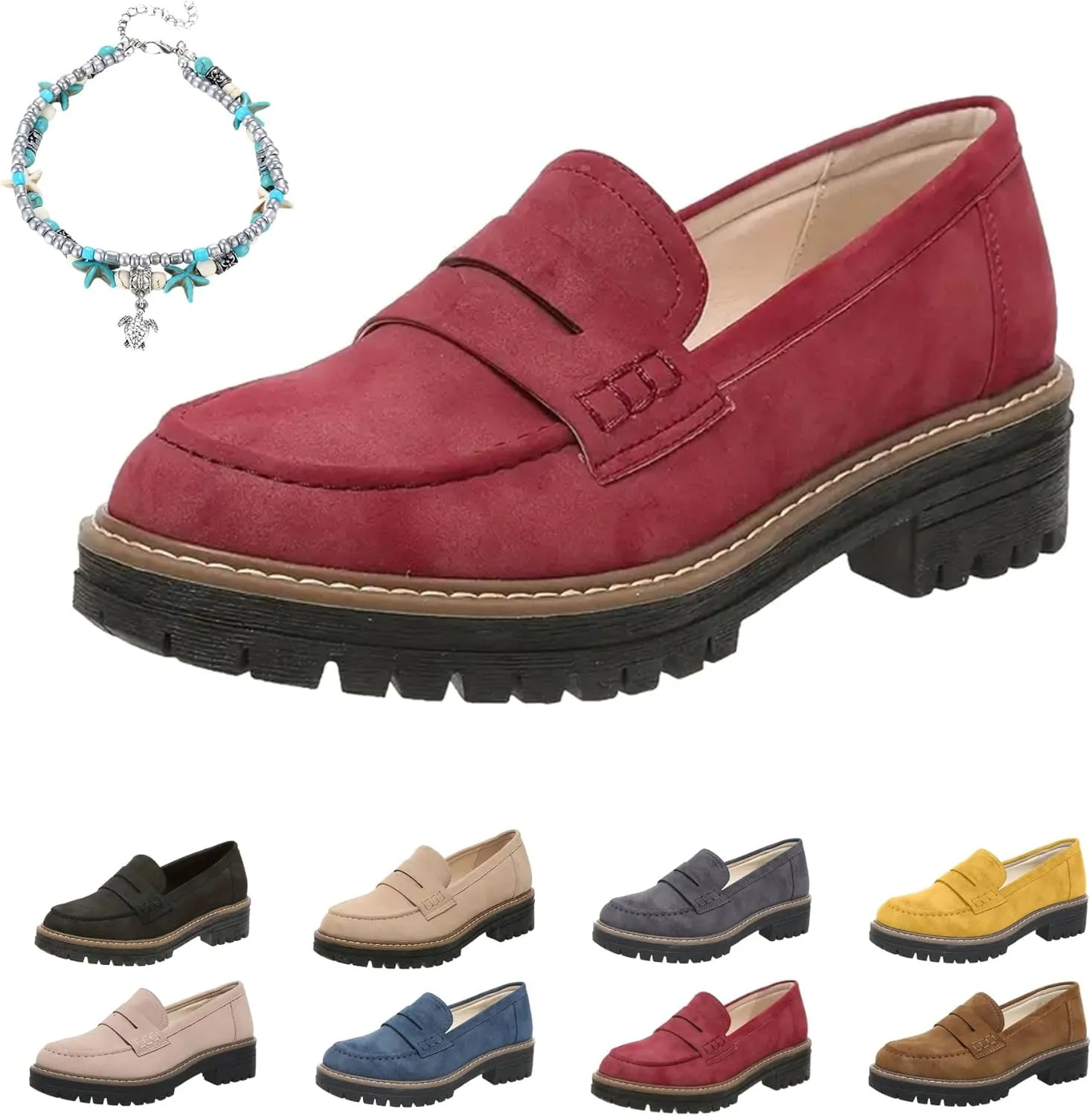 Orthoture-Orthopedic Platform Loafers Comfort Suede Orthopedic Shoes Women Loafers Shoes for Work Non Slip Shoes