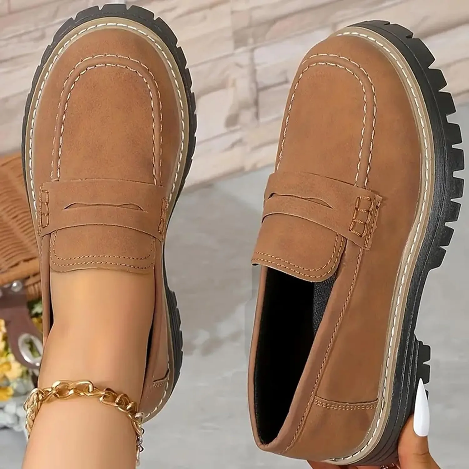 Orthoture-Orthopedic Platform Loafers Comfort Suede Orthopedic Shoes Women Loafers Shoes for Work Non Slip Shoes