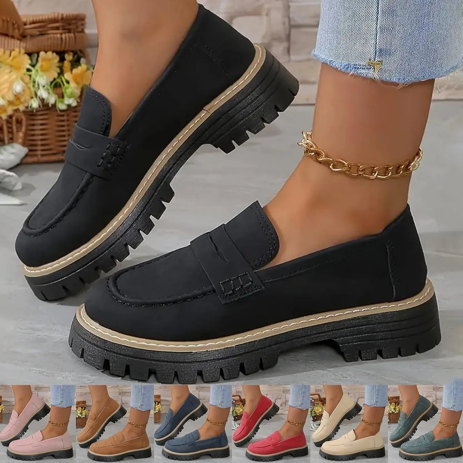 Orthoture-Orthopedic Platform Loafers Comfort Suede Orthopedic Shoes Women Loafers Shoes for Work Non Slip Shoes