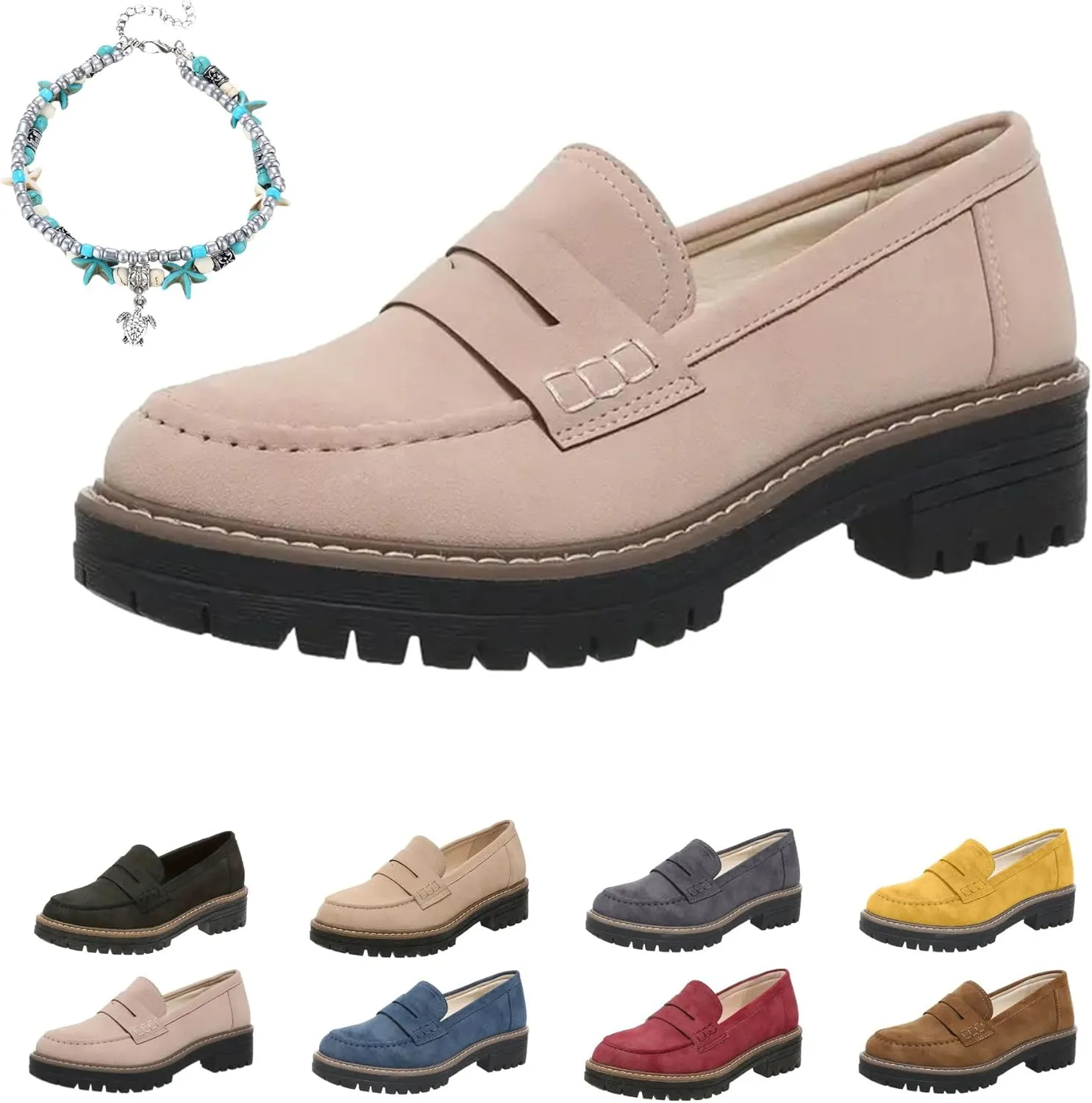 Orthoture-Orthopedic Platform Loafers Comfort Suede Orthopedic Shoes Women Loafers Shoes for Work Non Slip Shoes