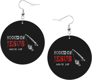 Rqwaaed Hooked On Jesus Cross Christian God Faith Timeless Leather Hoop Earrings Classic Elegance