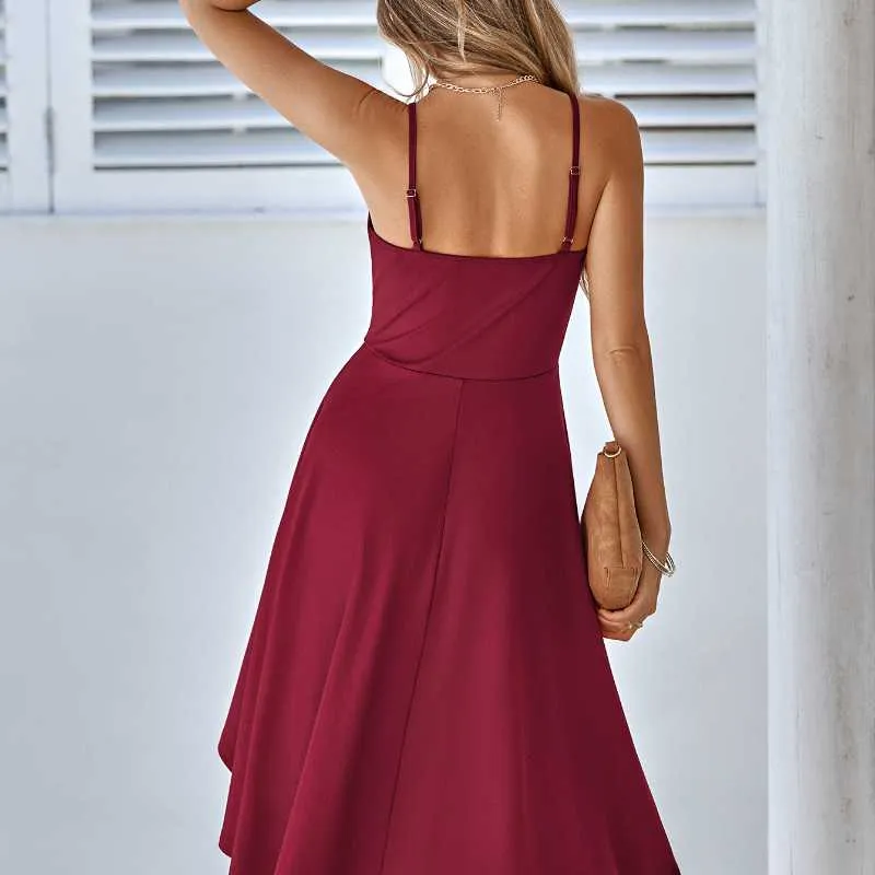 Ruffled Edge Spaghetti Strap Maxi Dress