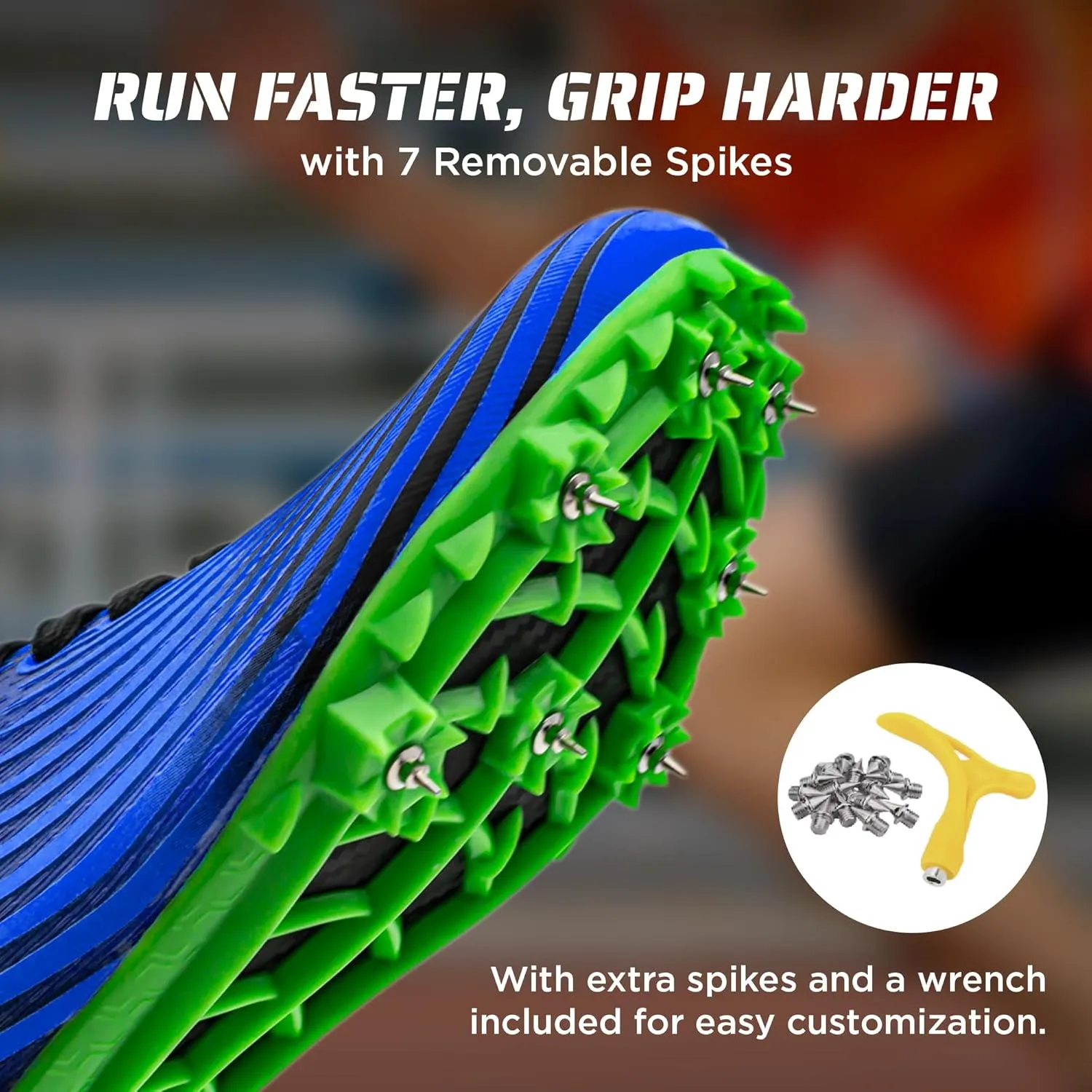 RUNIC Track & Field Shoes for Men, Women & Kids  Pro Running Spikes for Sprint, Race & Training  7 Spikes   Extra Spikes & Wrench (US Men Size)