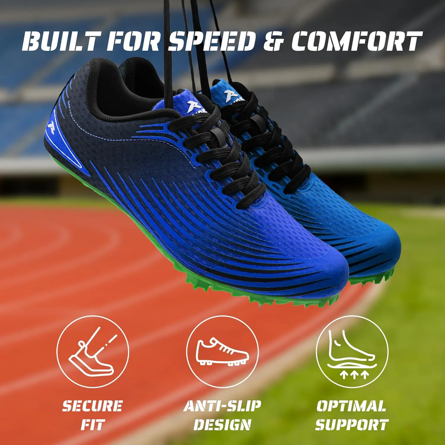 RUNIC Track & Field Shoes for Men, Women & Kids  Pro Running Spikes for Sprint, Race & Training  7 Spikes   Extra Spikes & Wrench (US Men Size)
