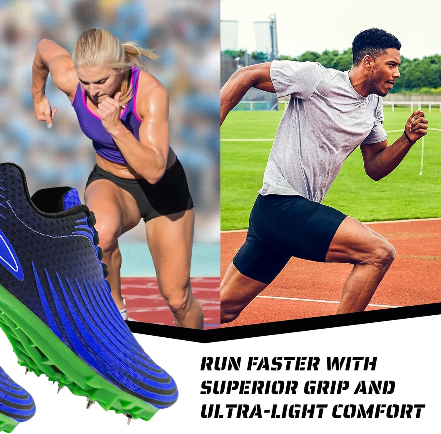 RUNIC Track & Field Shoes for Men, Women & Kids  Pro Running Spikes for Sprint, Race & Training  7 Spikes   Extra Spikes & Wrench (US Men Size)