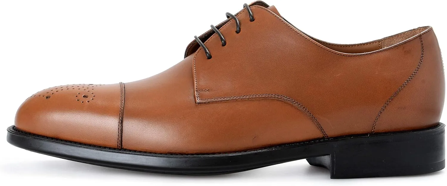 SALVATORE FERRAGAMO "Aramix 1 cm Men's Brown Leather Lace Up Oxfords Shoes US