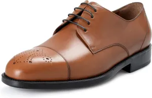 SALVATORE FERRAGAMO "Aramix 1 cm Men's Brown Leather Lace Up Oxfords Shoes US