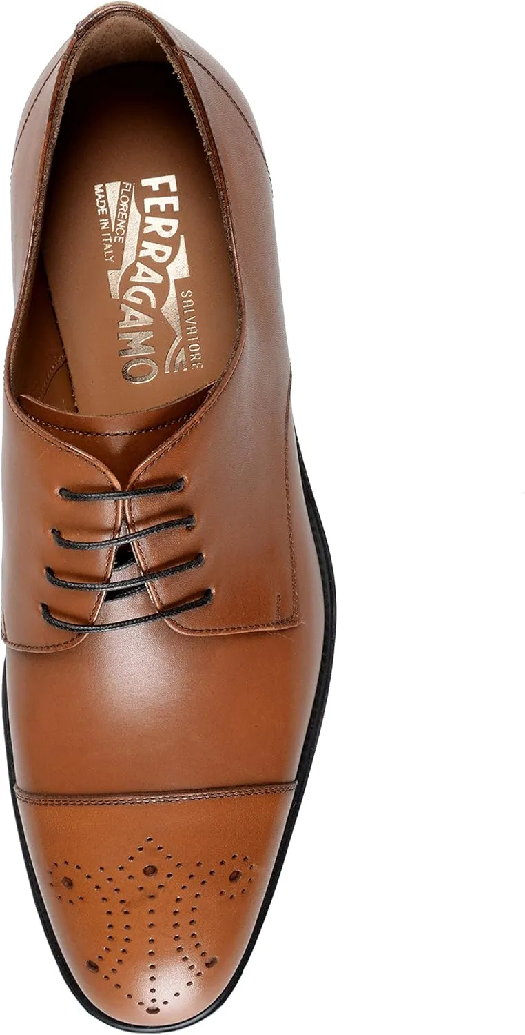 SALVATORE FERRAGAMO "Aramix 1 cm Men's Brown Leather Lace Up Oxfords Shoes US