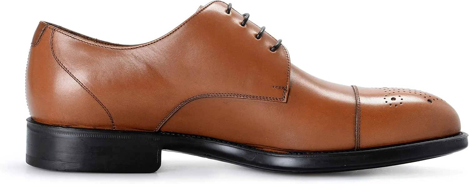 SALVATORE FERRAGAMO "Aramix 1 cm Men's Brown Leather Lace Up Oxfords Shoes US