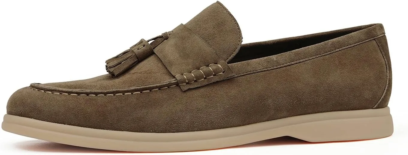 Santimon Men's Suede Tassel Loafers, Slip-On Moccasins with Cushioned Sole ?Comfort Business Casual & Stylish Footwear for Wedding Travel, and Everyday