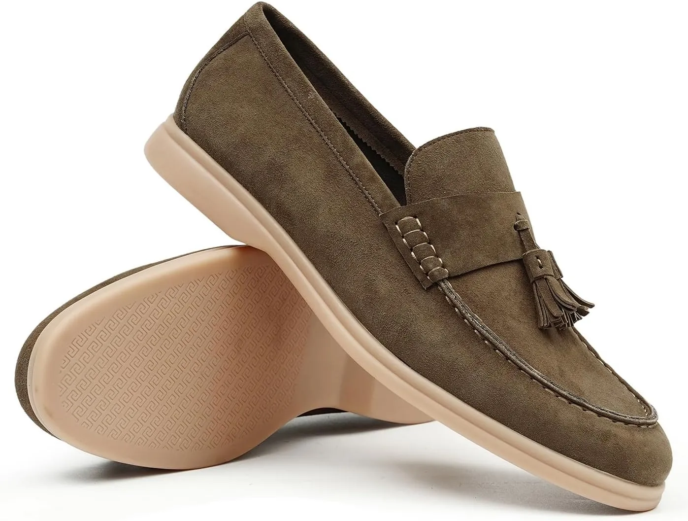 Santimon Men's Suede Tassel Loafers, Slip-On Moccasins with Cushioned Sole ?Comfort Business Casual & Stylish Footwear for Wedding Travel, and Everyday