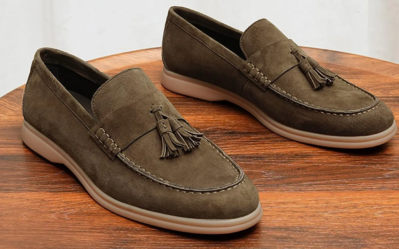 Santimon Men's Suede Tassel Loafers, Slip-On Moccasins with Cushioned Sole ?Comfort Business Casual & Stylish Footwear for Wedding Travel, and Everyday