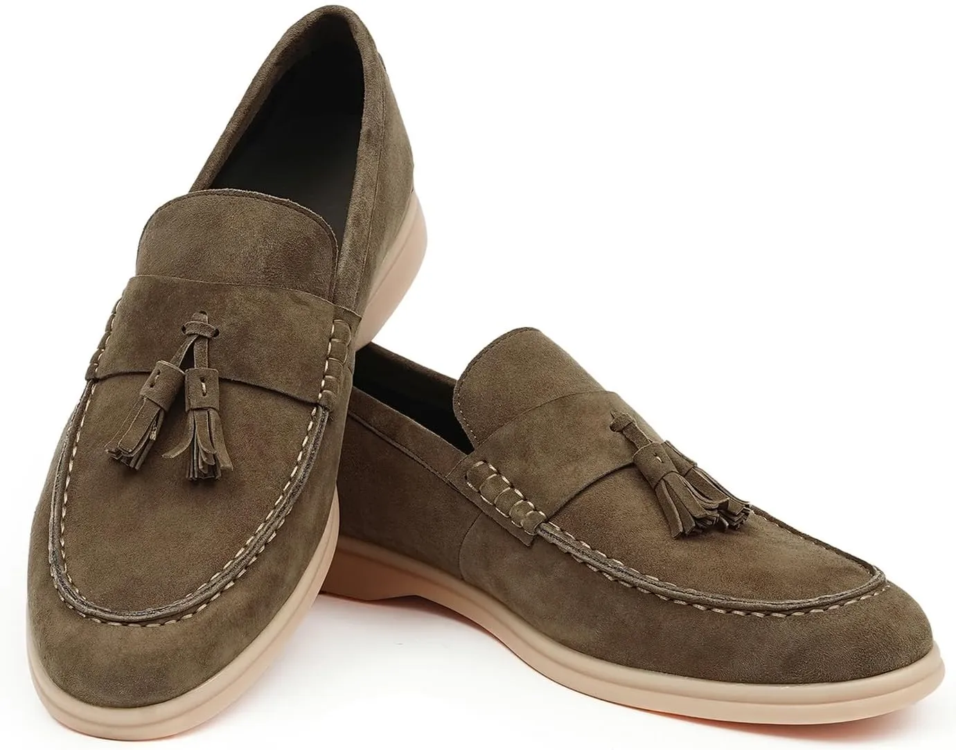Santimon Men's Suede Tassel Loafers, Slip-On Moccasins with Cushioned Sole ?Comfort Business Casual & Stylish Footwear for Wedding Travel, and Everyday