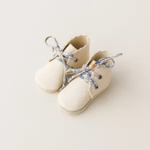 Scalloped Baby Boots in Almond
