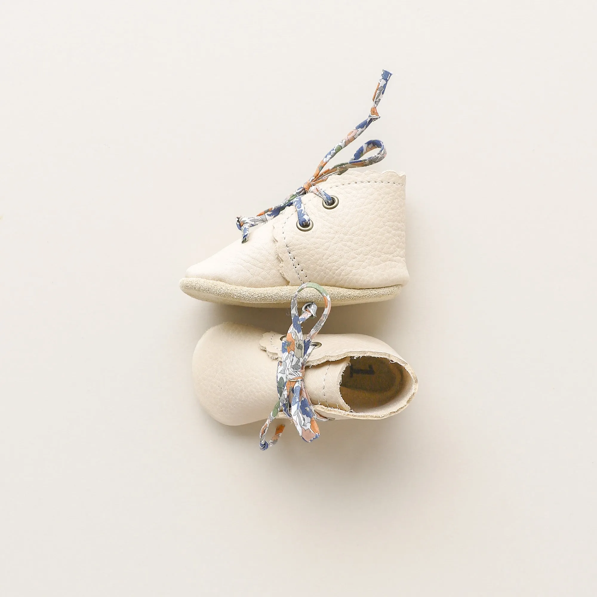 Scalloped Baby Boots in Almond