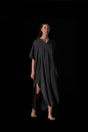 Silk Long Kaftan Charcoal