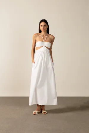 Solid Cut-Out Halterneck Long Dress