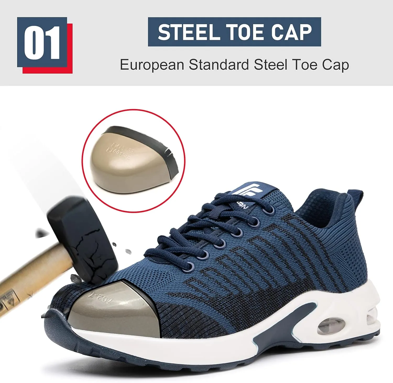 Steel Toe Shoes for Men Comfortable Safety Shoes Non Slip Steel Toe Sneaker