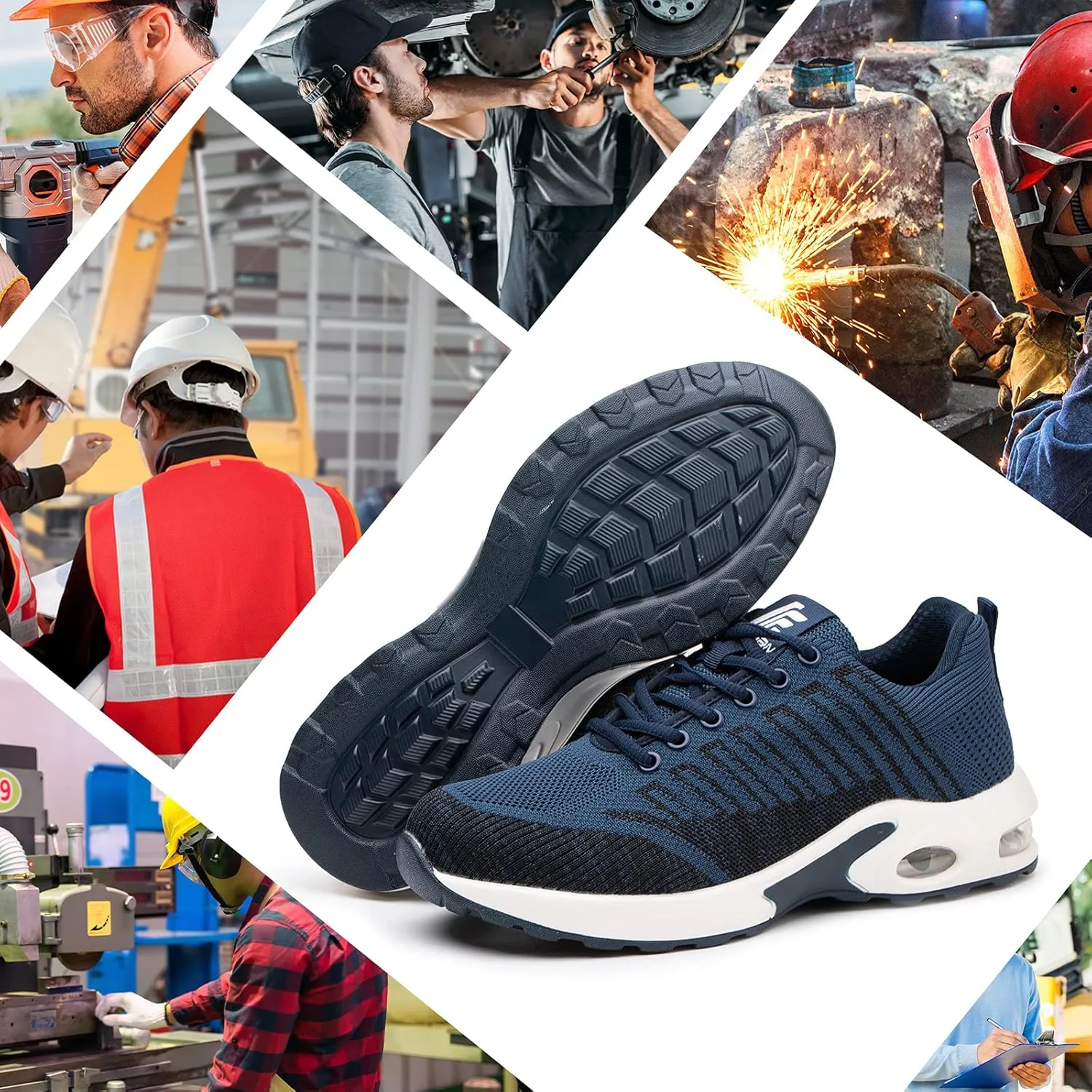 Steel Toe Shoes for Men Comfortable Safety Shoes Non Slip Steel Toe Sneaker