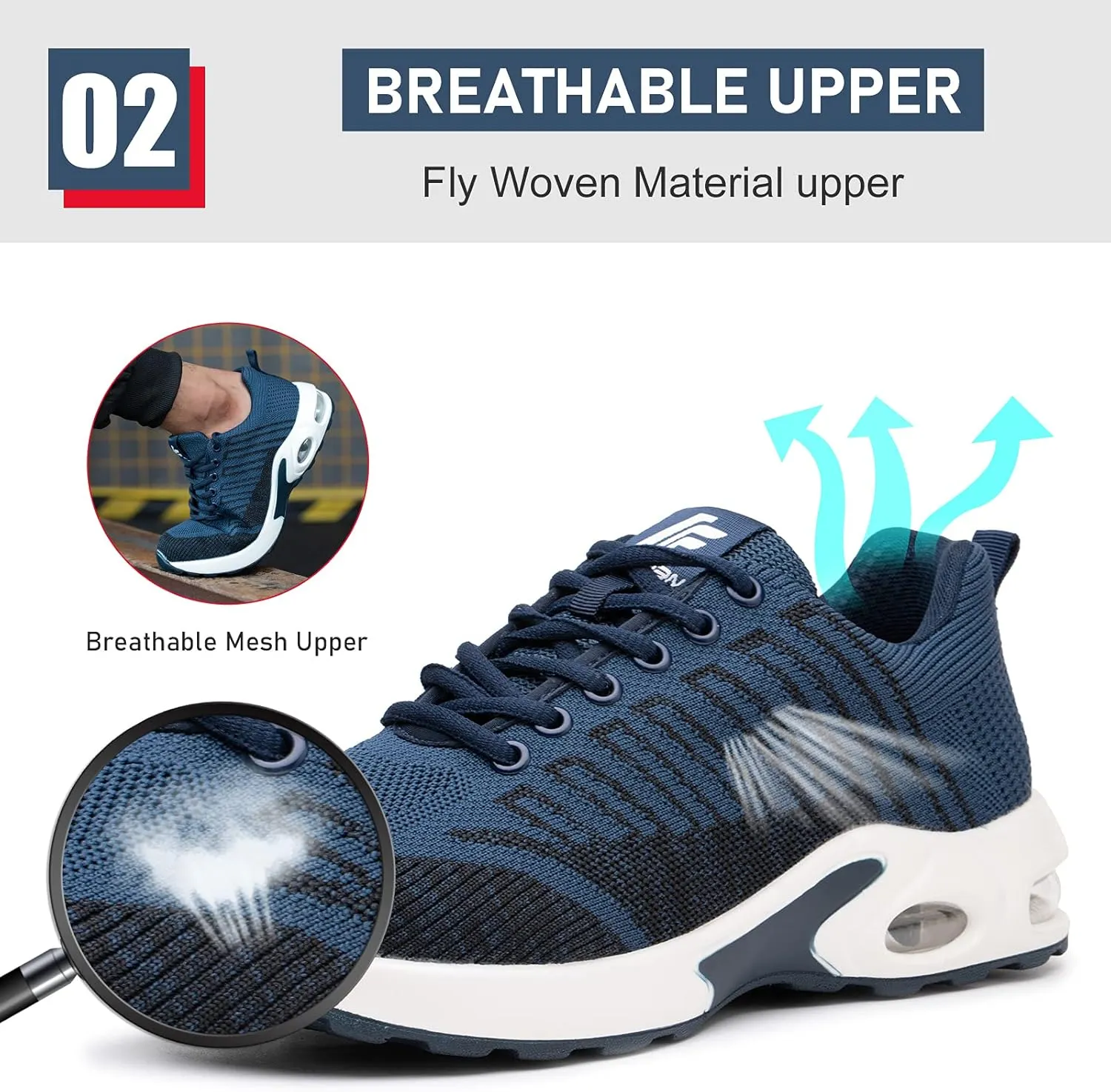 Steel Toe Shoes for Men Comfortable Safety Shoes Non Slip Steel Toe Sneaker