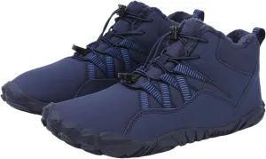 uSecee Barefoot Winter Shoes Women Mens Slip On Warm Zero Drop Snow Boots Wide Toe Box Ankle Booties Waterproof Fur Lined Boots Hiking Walking Shoes Five Finger Sneakers with Adjustable Elastic Band
