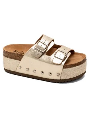 Wannabe Corky Sandals in Gold Crinkle