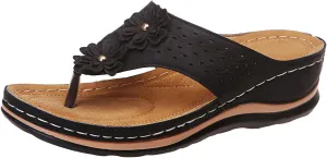 Wedge Sandals for Women 2024 Comfy Slider Flat Toe Sandals Summer Support T Flops Bottomed Slip Strap Women On With Arch