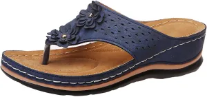 Wedge Sandals for Women 2024 Comfy Slider Flat Toe Sandals Summer Support T Flops Bottomed Slip Strap Women On With Arch