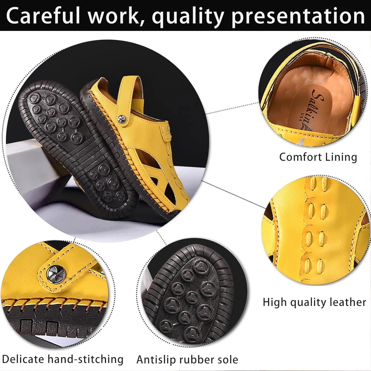 Womens Handmade Leather Fisherman Sandals - Closed Toe Slip-On Breathable Design with Non-Slip Sole Stylish Summer Outdoor Beach Shoes for Hiking Casual Wear & Water Activities