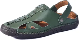 Womens Handmade Leather Fisherman Sandals - Closed Toe Slip-On Breathable Design with Non-Slip Sole Stylish Summer Outdoor Beach Shoes for Hiking Casual Wear & Water Activities