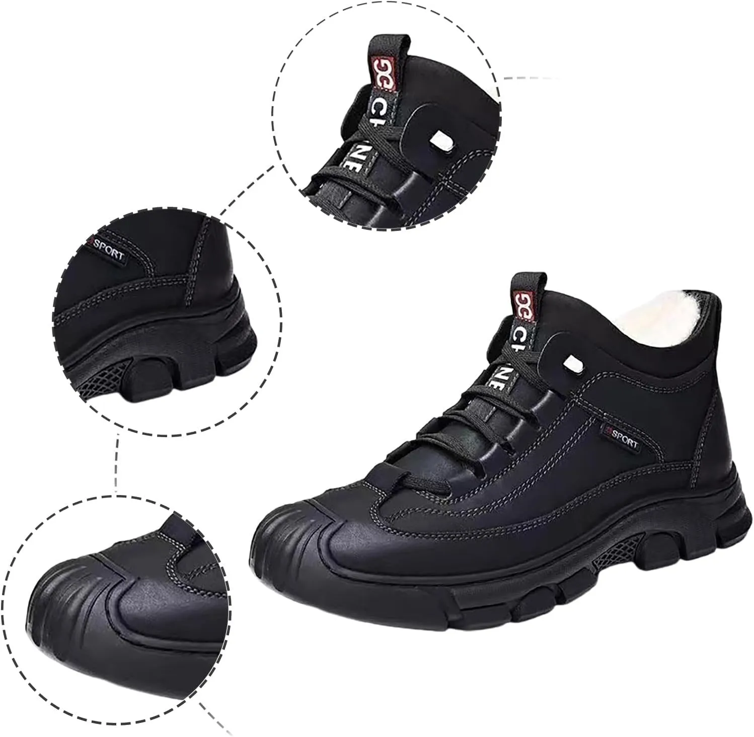 Womens Mens Hiking Boots, Waterproof Insulated Fur Boots Platform Short Rain Boots Lightweight Hiking Boot Duck Boots Women