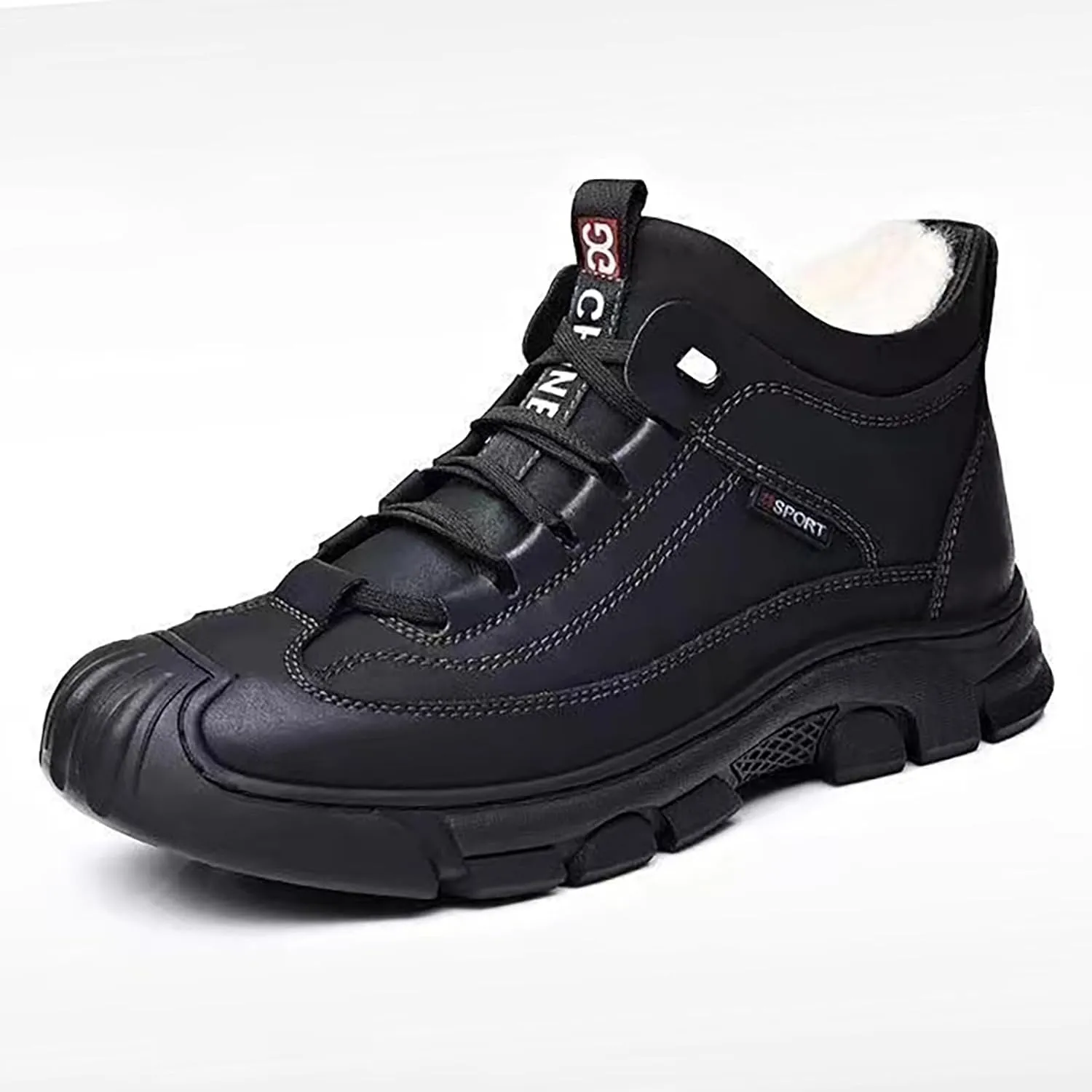 Womens Mens Hiking Boots, Waterproof Insulated Fur Boots Platform Short Rain Boots Lightweight Hiking Boot Duck Boots Women