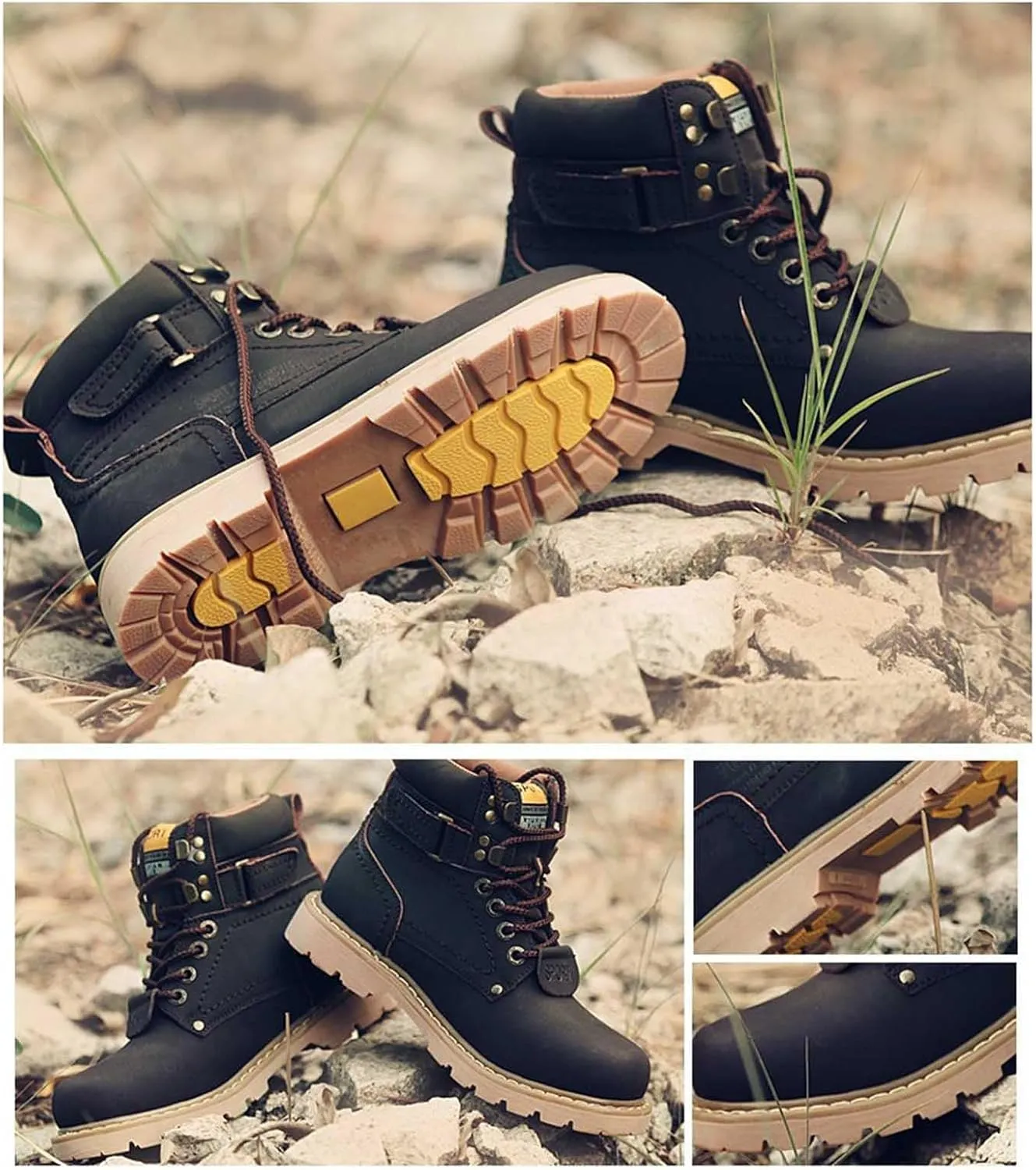 Work Boots for Men Waterproof Hiking Sneakers Ankle Booties Womens Safety Toe Shoes Slip On Platform Sneakers Indestructible Hike Grounded Footwear