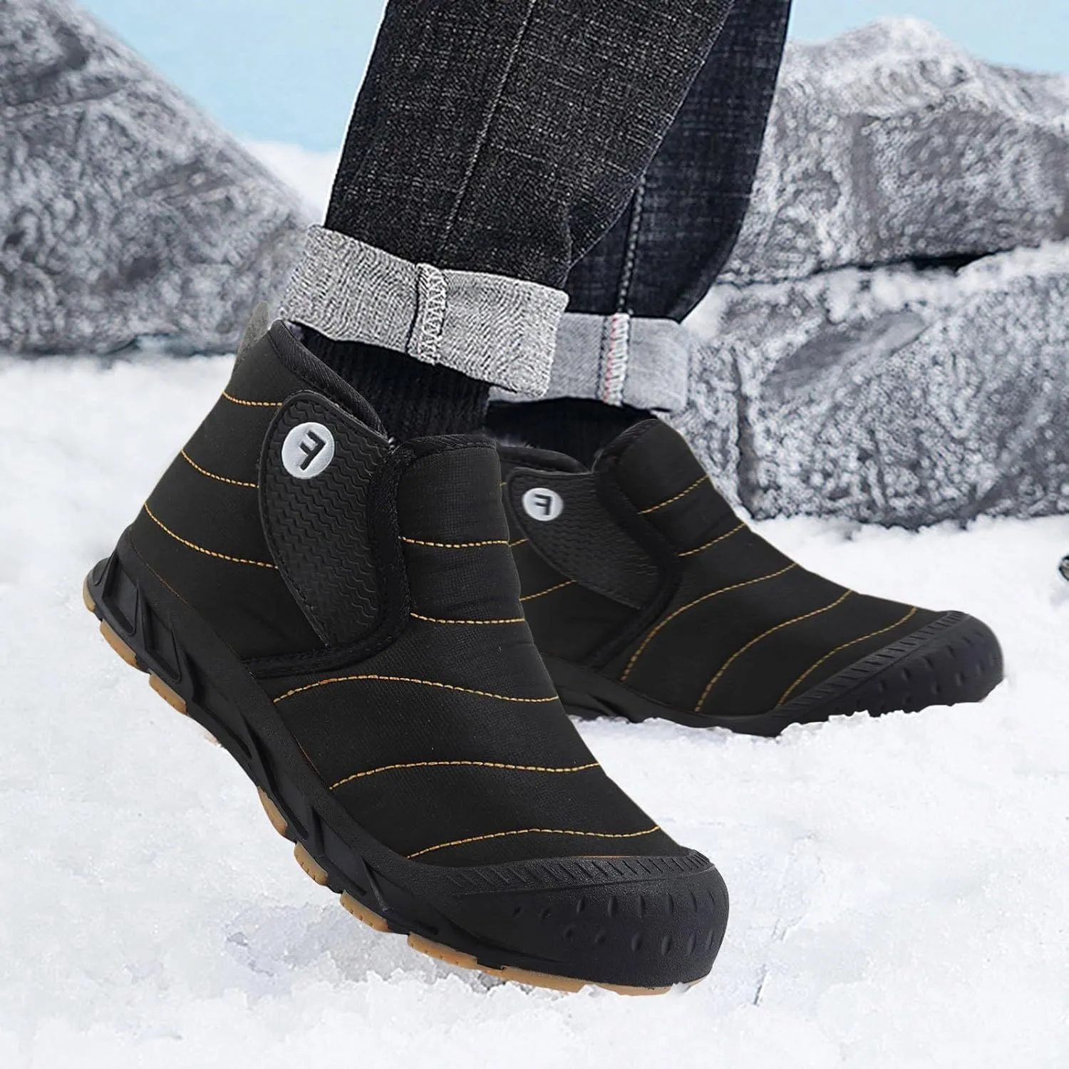 Yanzhenglip Winter Wide Toe Barefoot Hiking Shoes Boots, Non-Slip Waterproof Outdoor Running Boots Snow Boots