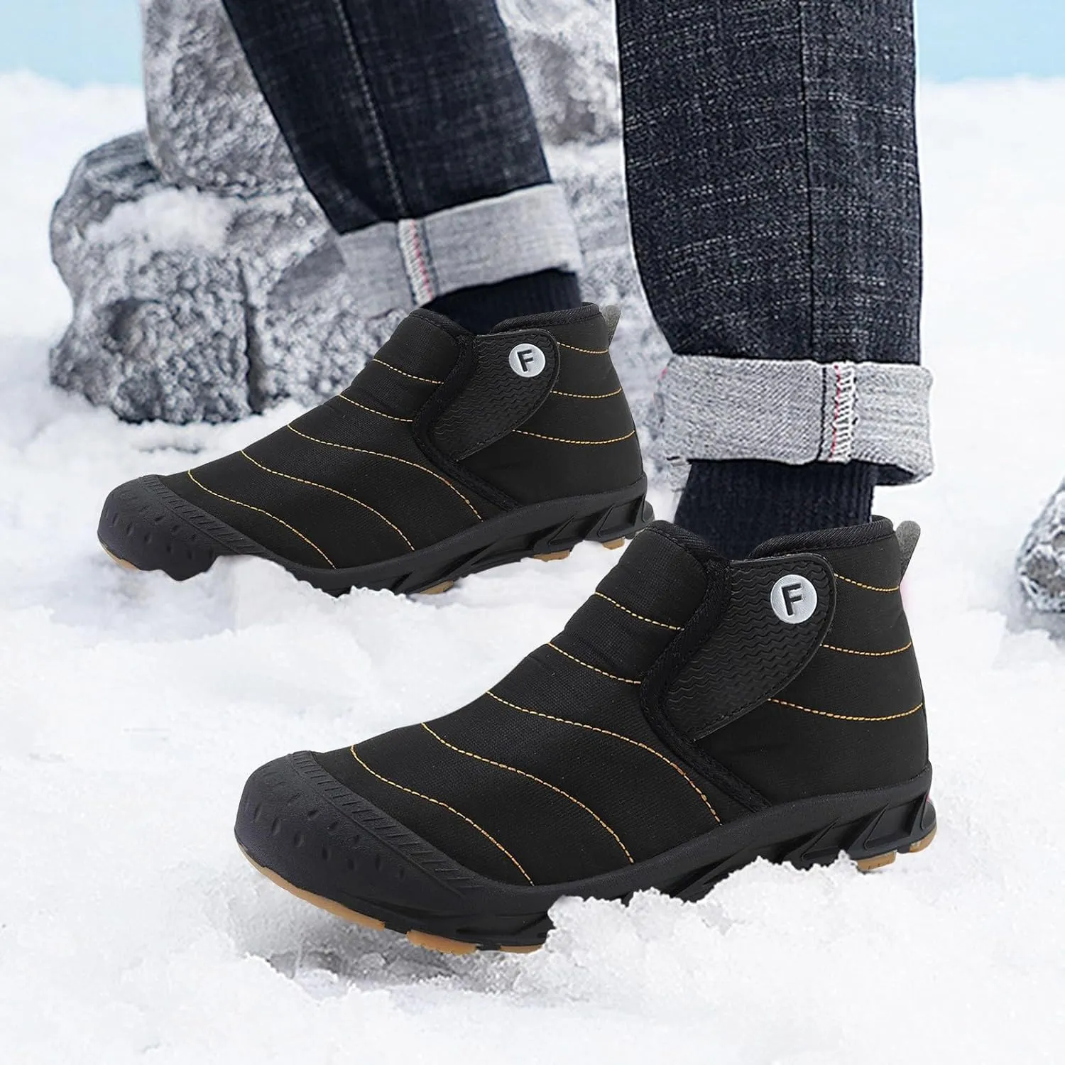 Yanzhenglip Winter Wide Toe Barefoot Hiking Shoes Boots, Non-Slip Waterproof Outdoor Running Boots Snow Boots