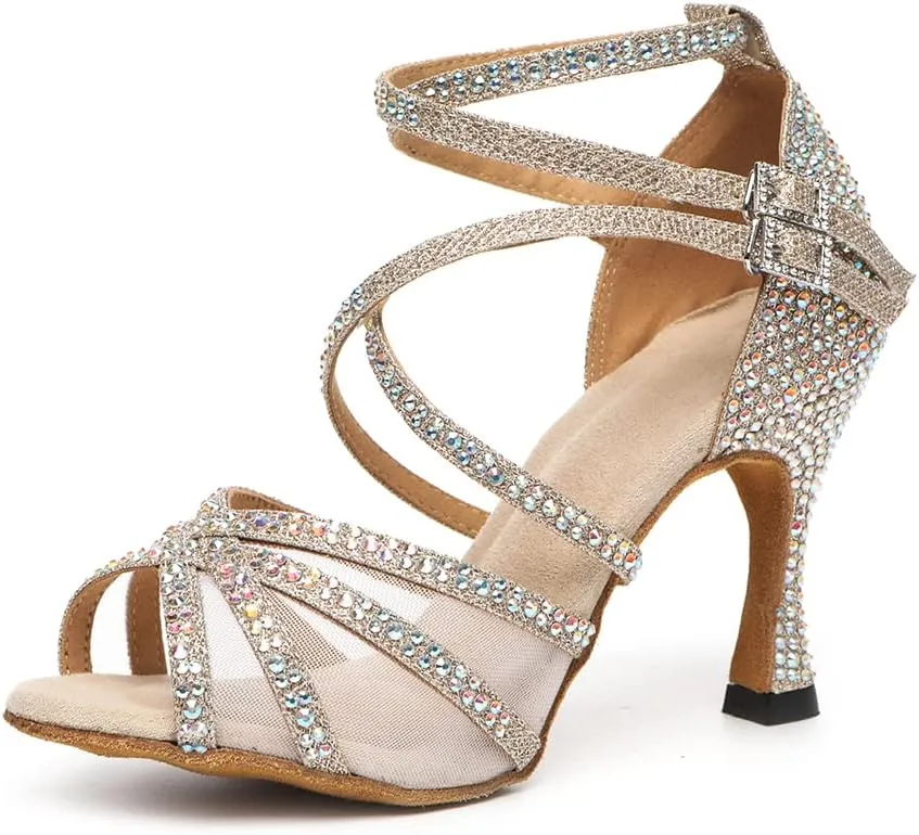 YKXLM Ballroom Dance Shoes Professional for Women Latin Salsa Practice Dance Shoes