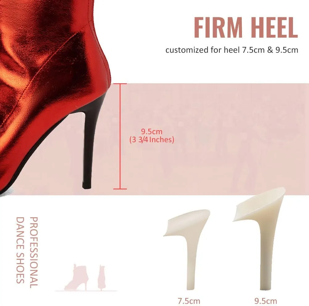 YKXLM Latin Salsa Ballroom Dance Shoes for Women with Zipper Ankle Open Toe Dancing Boots
