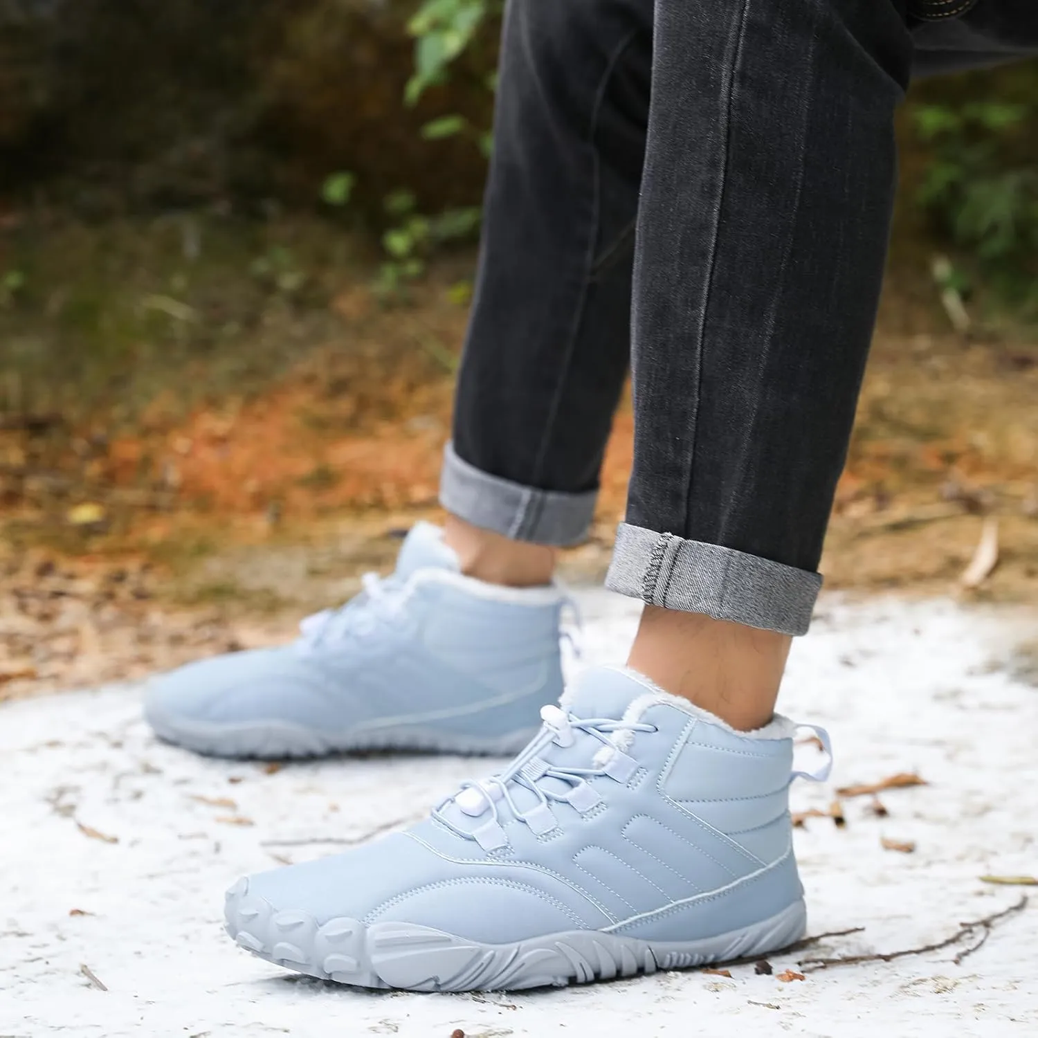 ZWRXW Hike Shoes Footwear Winter Barefoot Shoes Women Waterproof Hiking Non-Slip Ankle Snow Booties Warm Fur Lining Boots Wide Toe Box Barefoot Footwear Unisex
