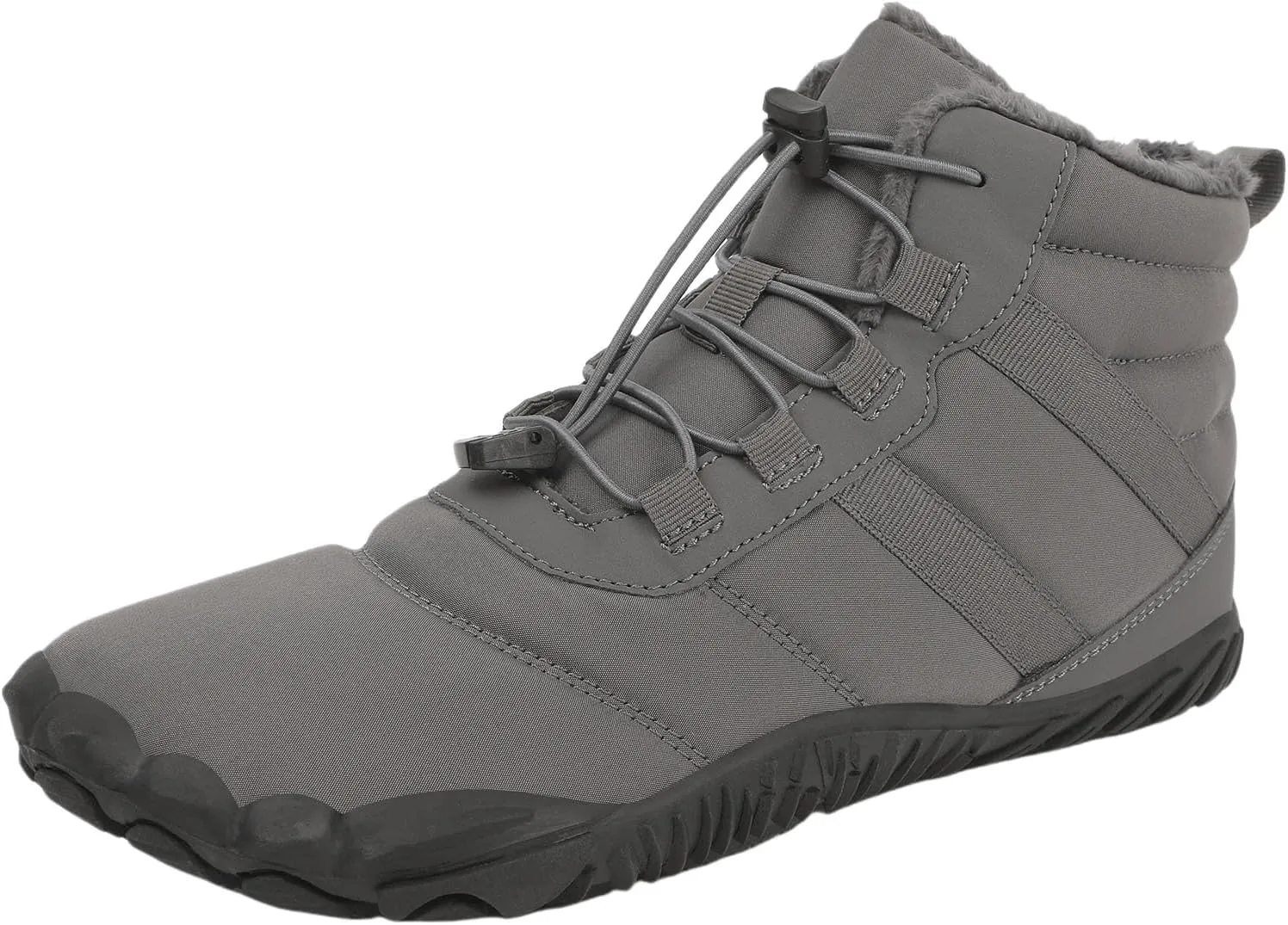 ZWRXW Men's Women's Winter Barefoot Hiking Boots Zero Drop Snow Boots Waterproof Warm Fur Lined Winter Hiking Boot Minimalist Slip On Shoes Wide Toe Box Ankle Booties