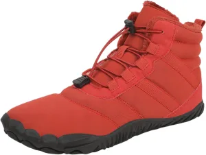 ZWRXW Men's Women's Winter Barefoot Hiking Boots Zero Drop Snow Boots Waterproof Warm Fur Lined Winter Hiking Boot Minimalist Slip On Shoes Wide Toe Box Ankle Booties