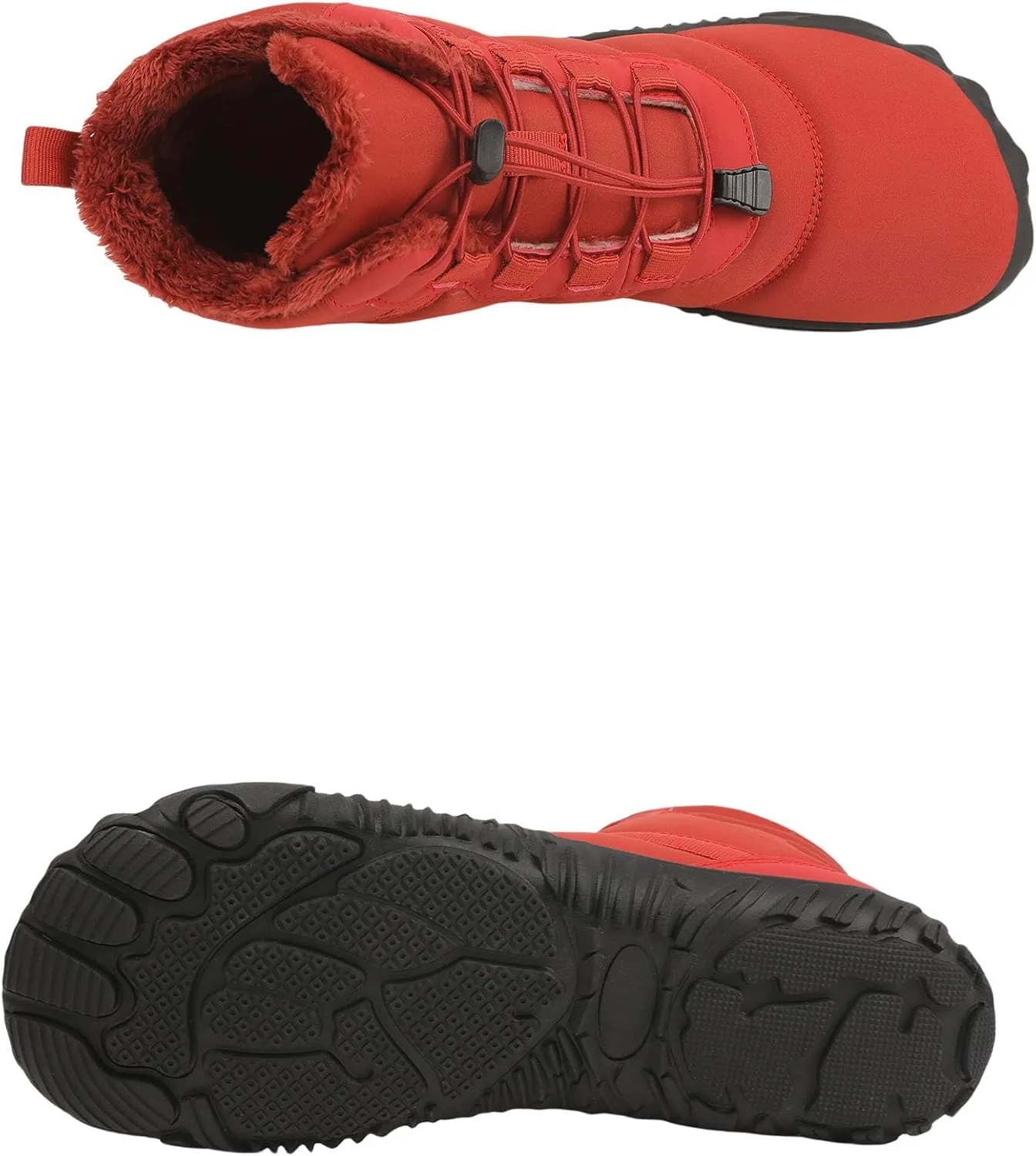 ZWRXW Men's Women's Winter Barefoot Hiking Boots Zero Drop Snow Boots Waterproof Warm Fur Lined Winter Hiking Boot Minimalist Slip On Shoes Wide Toe Box Ankle Booties