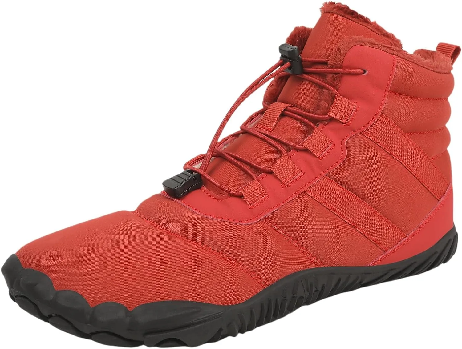 ZWRXW Men's Women's Winter Barefoot Hiking Boots Zero Drop Snow Boots Waterproof Warm Fur Lined Winter Hiking Boot Minimalist Slip On Shoes Wide Toe Box Ankle Booties