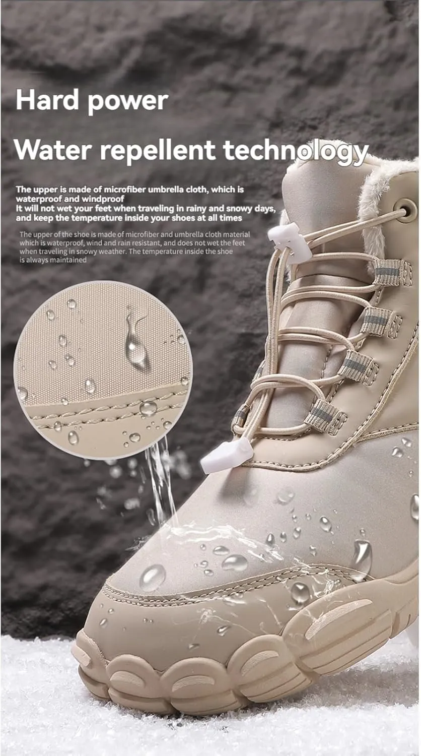 ZWRXW Winter Barefoot Shoes Women Hike Shoe Footwear Barefoot Shoes Mens Waterproof Non Slip Warm Snow Boots Wide Toe Box Hiking Sneaker Unisex