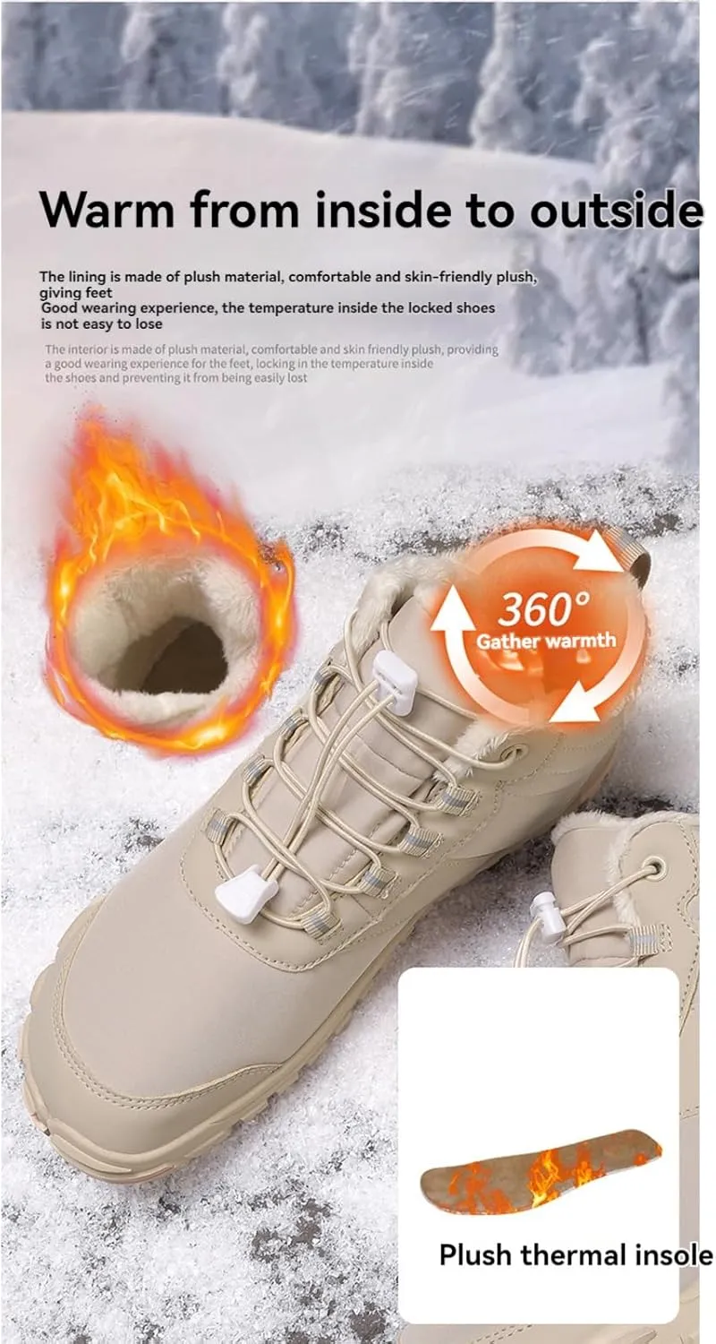 ZWRXW Winter Barefoot Shoes Women Hike Shoe Footwear Barefoot Shoes Mens Waterproof Non Slip Warm Snow Boots Wide Toe Box Hiking Sneaker Unisex