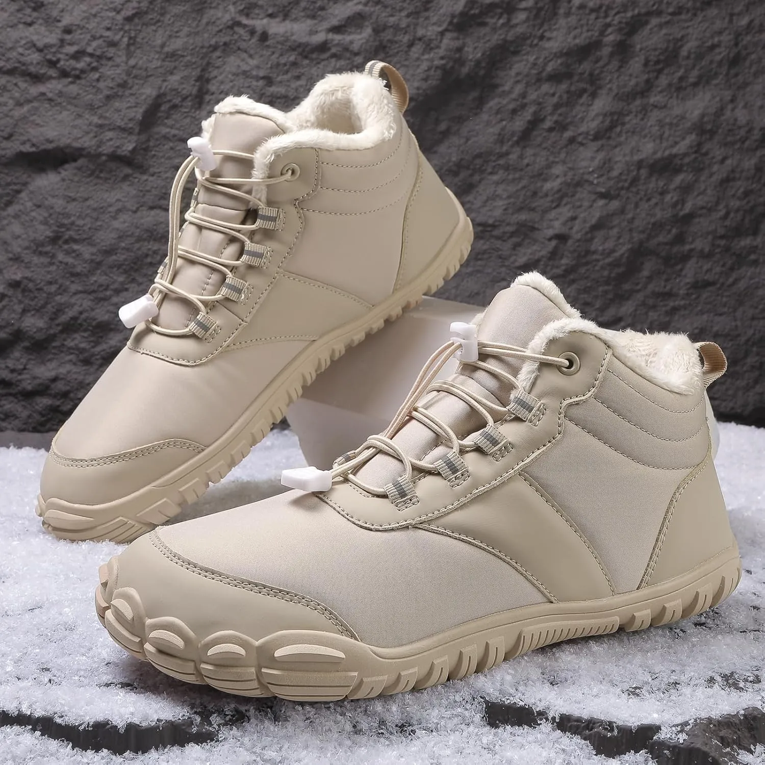 ZWRXW Winter Barefoot Shoes Women Hike Shoe Footwear Barefoot Shoes Mens Waterproof Non Slip Warm Snow Boots Wide Toe Box Hiking Sneaker Unisex
