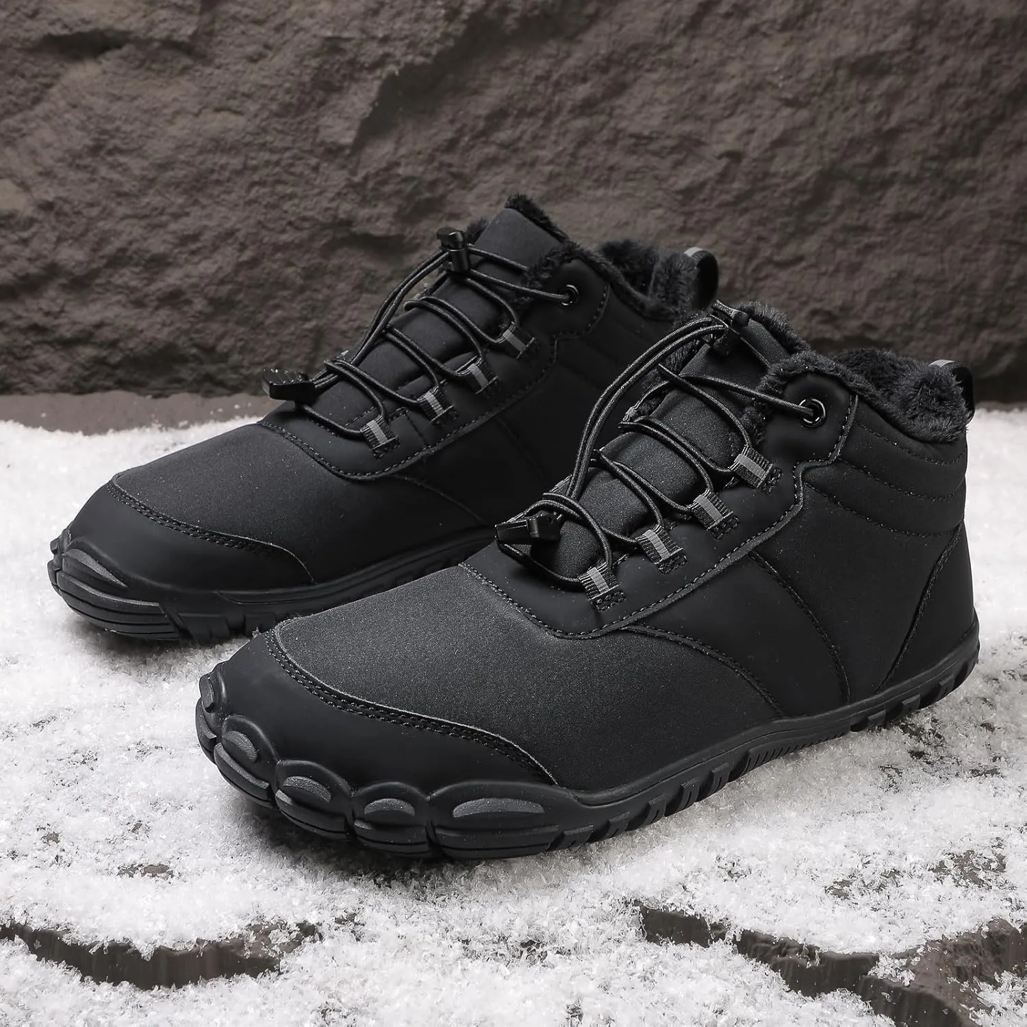 ZWRXW Winter Barefoot Shoes Women Men Hike Shoes Footwear Slip On Warm Zero Drop Snow Boot Minimalist Waterproof Shoe Wide Toe Barefoot Hiking Shoe Wide Toe Box Ankle Boots